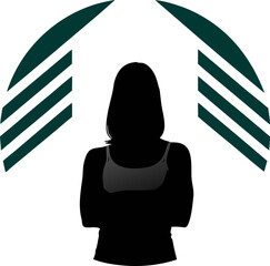 Calm and thoughtful woman silhouette vector, suitable for psychology, peace, and inner reflection projects.