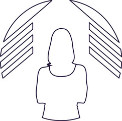 Modern woman outline in deep thought, perfect for feminine logos, concept art, and introspective design.