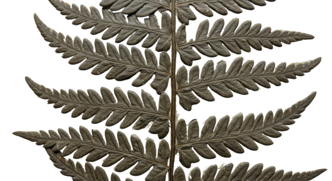 Close up of a delicate fern frond with intricate leaf patterns.