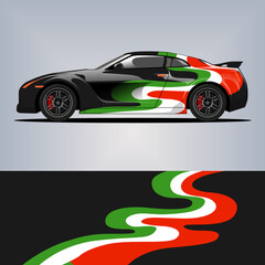 Fototapeta premium Wavy Italian Flag Car Wrap Design