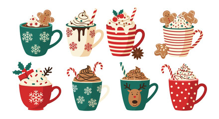 Delicious holiday themed hot cocoa drinks perfect for festive celebrations.