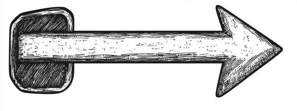 Hatch-shaded pointer arrow protruding from rectangular base