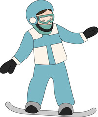 스키장에서 스노보드를 타는 소년