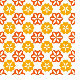 Orange and Yellow Floral Pattern Tile Repeating Seamless Background for Beautiful Design