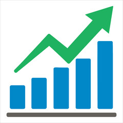 Financial Growth Chart Icon: Upward Trend, Stock Market Success, and Business Performance Vector