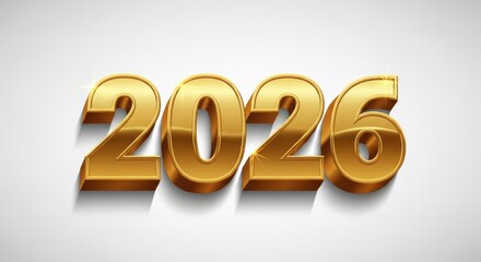 Golden 2026 isolated on white background for new year celebration design