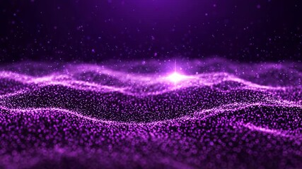 Abstract Purple Particles Waving with Star Light Background Backdrop Texture Shine Motion Graphic Design Element Decoration Wallpaper Template - Powered by Adobe