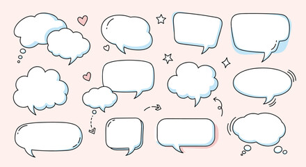 Fototapeta premium A collection of comic style empty speech bubbles for text.