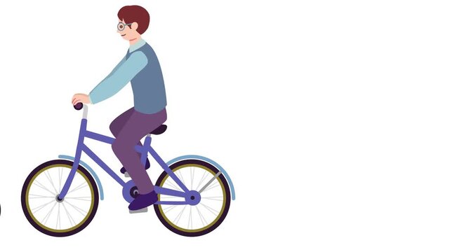 An animated footage depicting a father accompanying his child on a morning bike ride