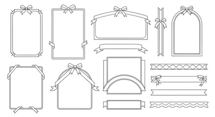 Decorative borders and frames with elegant bows and floral accents.