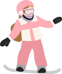 스키장에서 스노보드를 타는 소녀