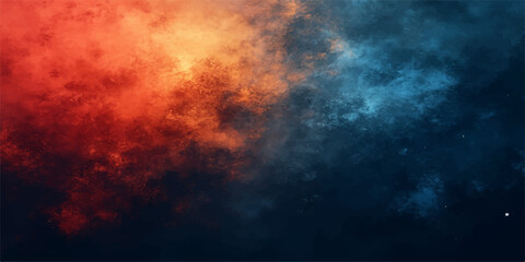 Abstract fire in the dark sky with red and blue clouds texture and a flame-like light © PIXEL