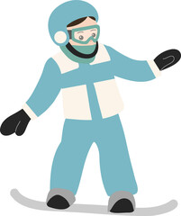 스키장에서 스노보드를 타는 소년