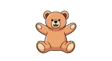 Obraz premium A cute teddy bear with open arms is sitting and smiling.