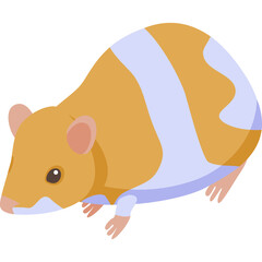 Isometric 3D Hamster Rodent Animal Illustration with Orange and White Fur on Transparent Background