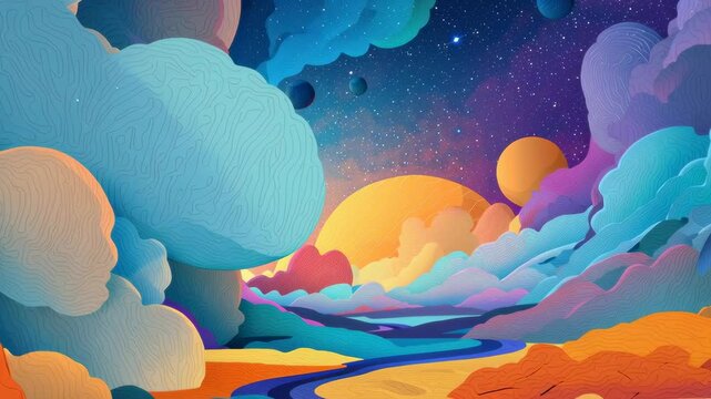 Vibrant Landscape Vector Animation/鮮やかな風景ベクターアニメーション4