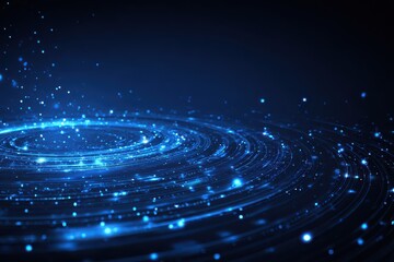 Obraz premium Vibrant blue abstract technology background showcasing digital patterns and glowing elements depicting virtual connections and modern digital advancements