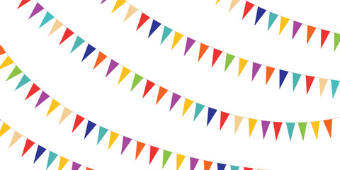 Fototapeta premium Carnival garland with flags. Decorative colorful party pennants for birthday celebration, festival and fair decoration. modern eps10.