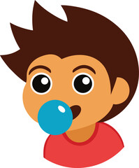cheerful boy blowing bubbles vector art