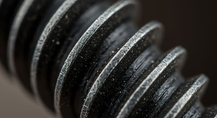 Close Up Macro of Metal Screw Thread Showing Detail and Texture