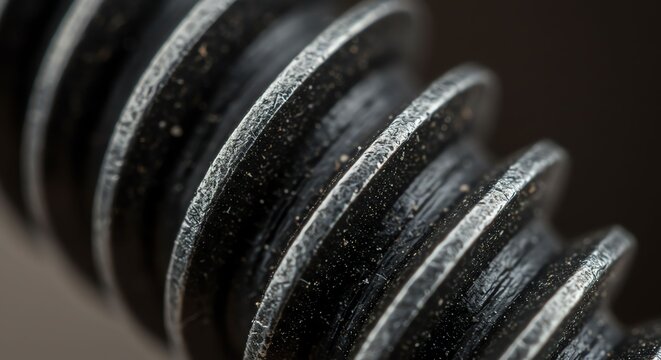 Close Up Macro of Metal Screw Thread Showing Detail and Texture