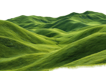Verdant grassy hills roll gently under a dark sky