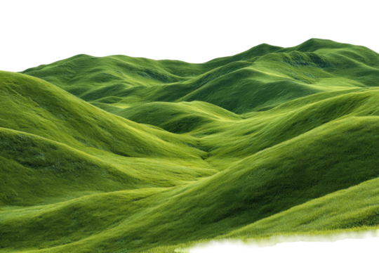 Verdant grassy hills roll gently under a dark sky
