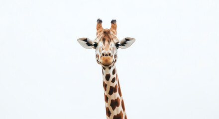 Obraz premium Giraffe head and neck against white background