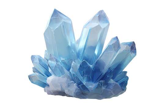 Cluster of blue crystals, translucent & faceted - Powered by Adobe