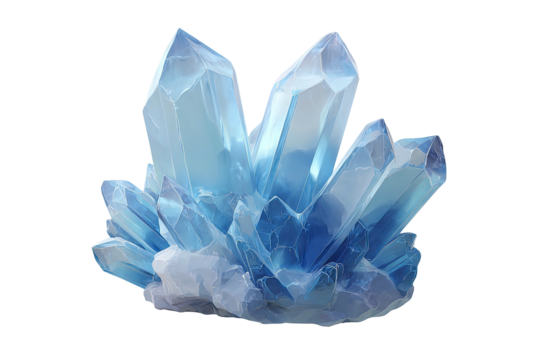 Cluster of blue crystals, translucent & faceted