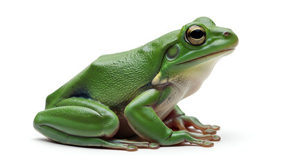 Fototapeta premium Green tree frog on white background