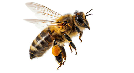Honey bee flying with transparent background
