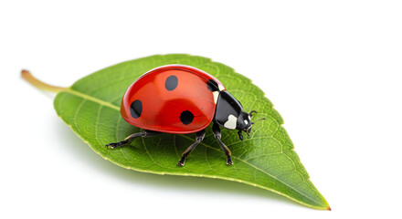 Fototapeta premium Ladybug on green leaf