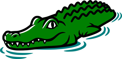 Naklejka premium Green Alligator in Water