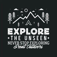 Mountain adventure vintage retro wildlife wilderness forest river pine trees wolf bear hill hiking lover campfire adventures typography great outdoors wanderlust wander graphics tshirt design