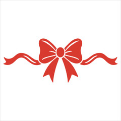 Decorative Red Ribbon Bow Vector: Gift Wrap, Celebration, and Christmas Graphic