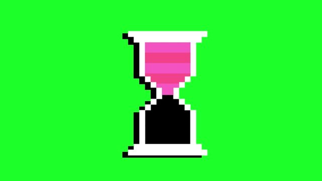 pink hourglass on green screen