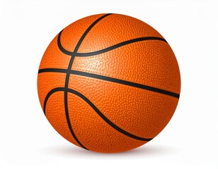 Fototapeta premium Realistic orange basketball isolated on a white background, representing classic sports equipment for team games and recreational activity
