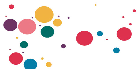 Abstract colorful circle pattern with confetti and paint bubble design on a white background, perfect for a rainbow concept illustration