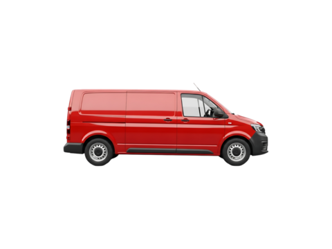 Red panel van isolated on transparent background