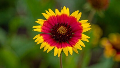 Bright close-up of a vibrant flower with red and yellow petals
