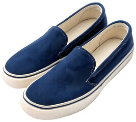 pair of blue slip on shoes isolated background.