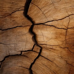 Cracked Dry Wood Surface with Deep Fissures and Earthy Textures