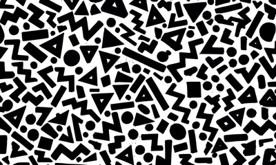 Dynamic abstract geometric pattern with black shapes on vector