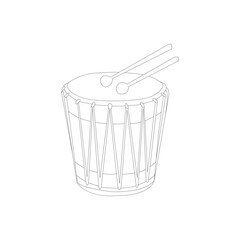 Drum with two drumsticks simple black outline vector illustration 