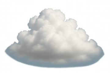 White fluffy cloud floating in clear sky on transparent background, symbolizing freedom and weather concepts