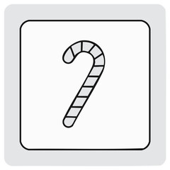 Stylized Candy Cane Holiday Festive Icon Celebration Element in Graphic Square