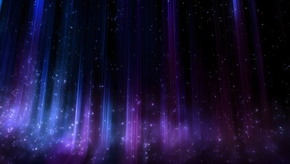 Abstract ethereal glowing aurora borealis light streaks of purple and blue against a dark starry night sky backdrop creating a mystical and celestial atmosphere
