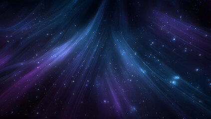 Abstract cosmic nebula with swirling purple and blue light streaks and distant star clusters creating a sense of deep space wonder and exploration