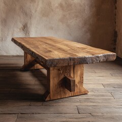 Rustic Wooden Table with Natural Edges in Cozy Interior Setting